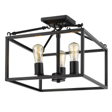 Golden 2072-SF BLK - Golden Lighting Wesson 3-light Semi-Flush Mount in Matte Black
